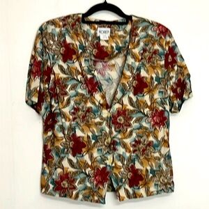 🌞 Koret vintage short sleeve rayon shirt button up collar floral design 10